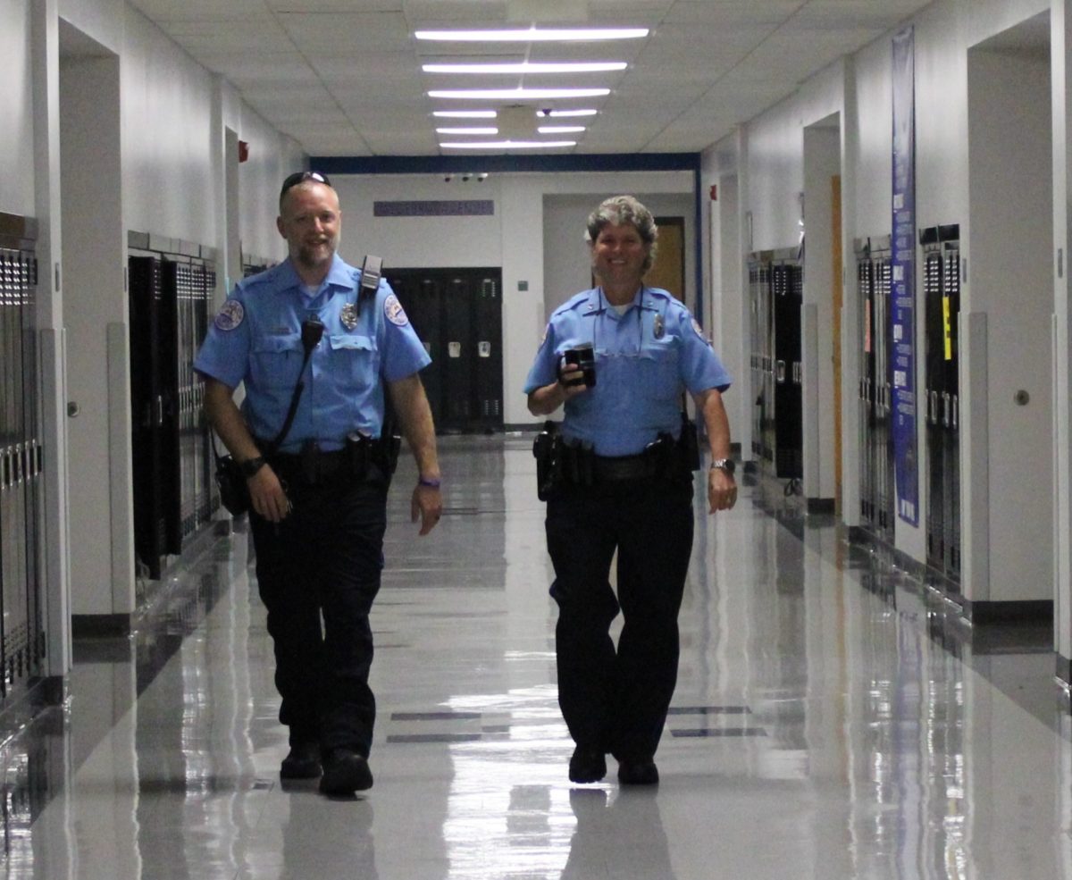 Officer Heffington (left) has taken over from Officer Davis as Libertys SRO.